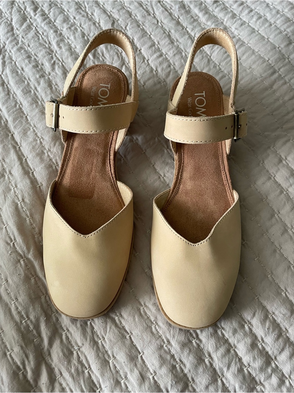 Toms Jaclyn Cream Leather Slingback Mules